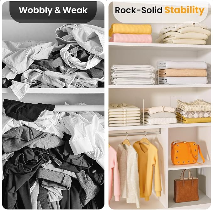 Shelf Dividers for Closet Organization – Acrylic Clear Sturdy Dividers to Keep - Image 3