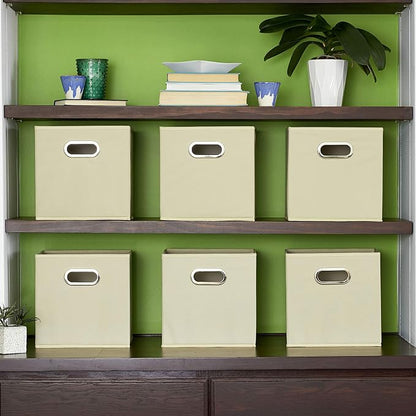Fabric Storage Bins 6 Piece Set, Strong Poly-Woven Fabric, Sturdy Chipboard - Image 5