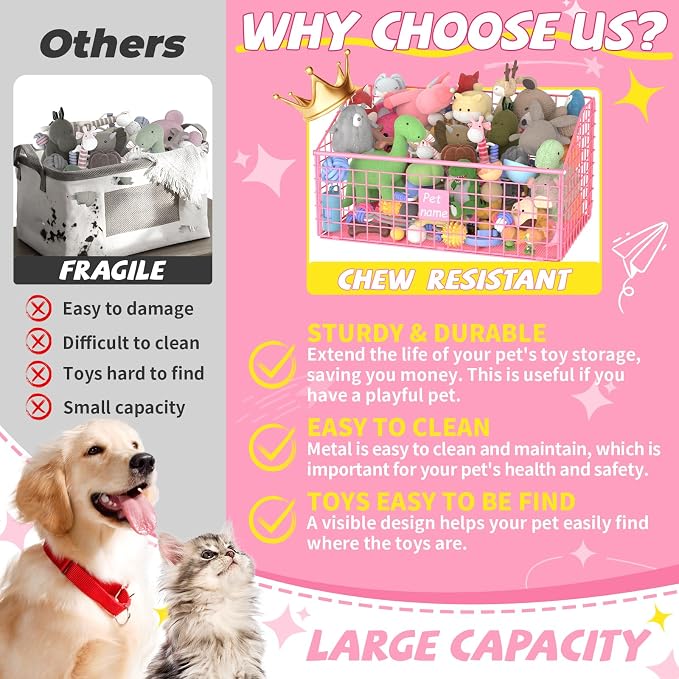Kaiferty Indestructible Dog Toy basket, Large Toy Bin - Image 2