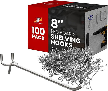 100 Pack PEG Board Pegboard Shelving Hooks 8" Length Wholesale Lot by FactorDuty