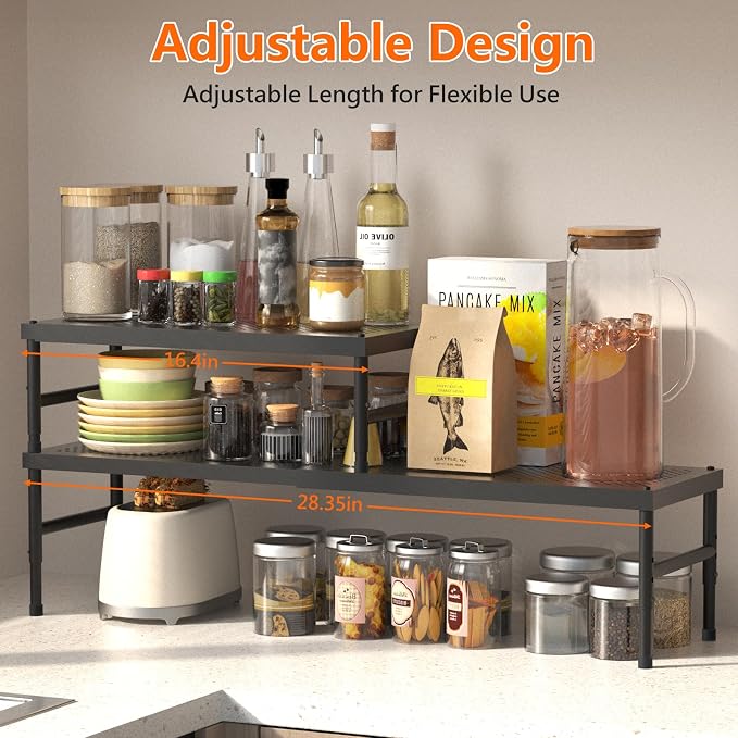 HI NINGER Expandable adjustable stackable kitchen organizer, Spice Racks - Image 3