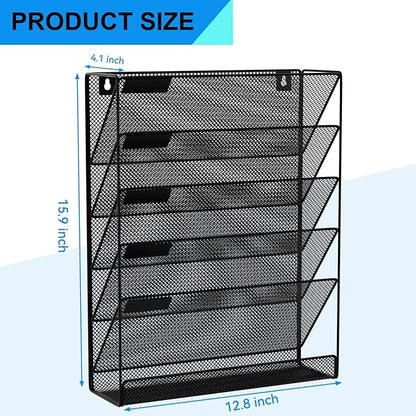 Wall File Organizer Holder Mesh Hanging Paper Document Holder, Vertical 6 - Image 3