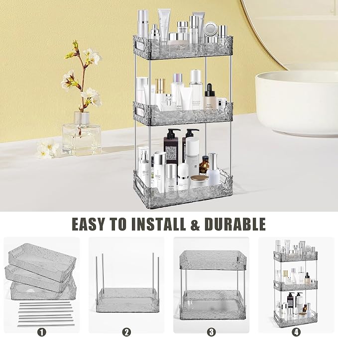 3-Tier Bathroom Counter Organizer Countertop Storage, Dresser Organizer Vanity - Image 5