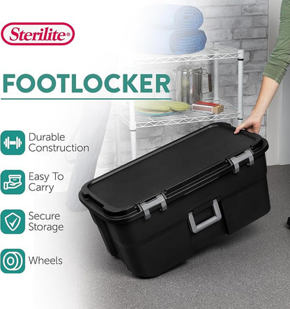Sterilite 4 Pack Wheeled Footlocker, 22 Gallon Plastic Storage Container - Image 2