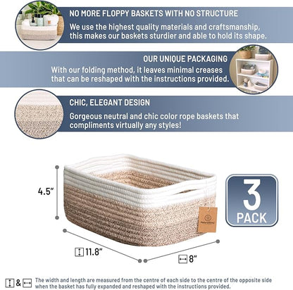 NaturalCozy 11.8"x8"x4.5” Storage Baskets - Image 2