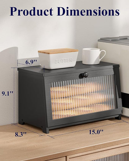 Kitsure Wooden Bread Box for Kitchen Countertop, Stylish Bread Storage - Image 2