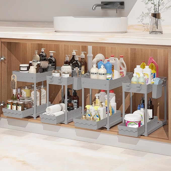 Sevenblue 4-Pack 2-Tier Under Sink Organizer by Sevenblue