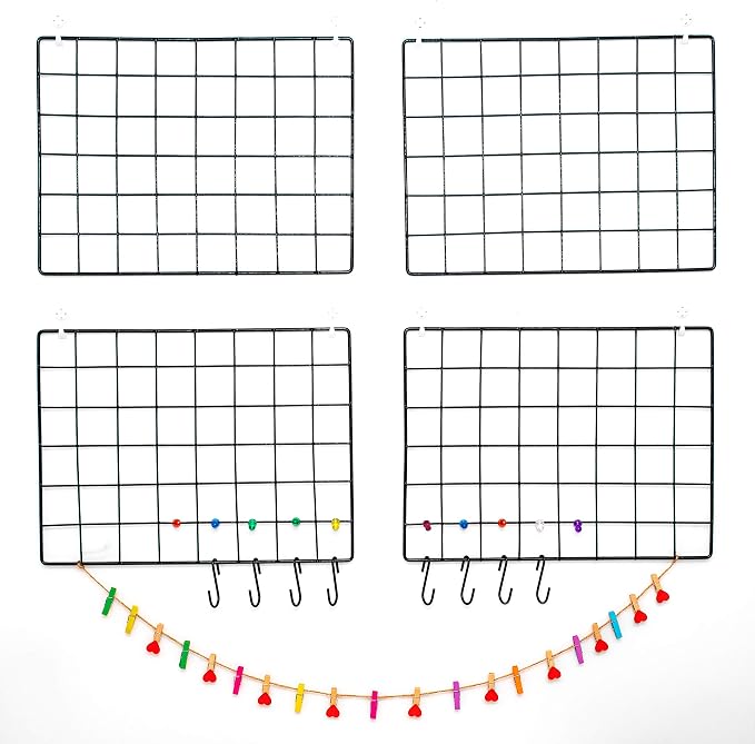 ODOXIA 4-Pack Wire Wall Grid Panel | Photo Grid Wall Decor | Metal Board - Image 7