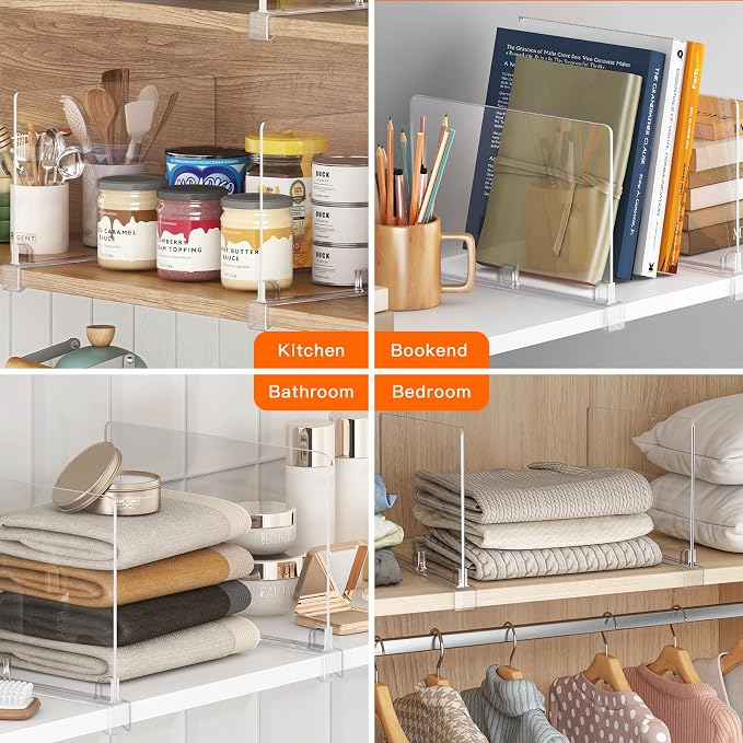 Fixwal 12 PCS Detachable Acrylic Shelf Dividers - Image 2