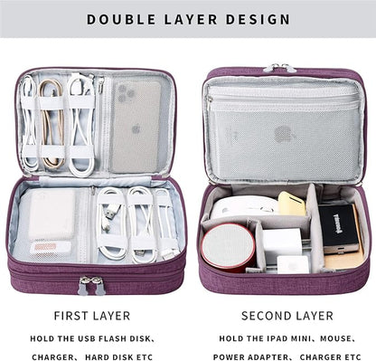 Lanola Travel Cable Organizer Bag, Electronic Accessories Case Portable Double - Image 3