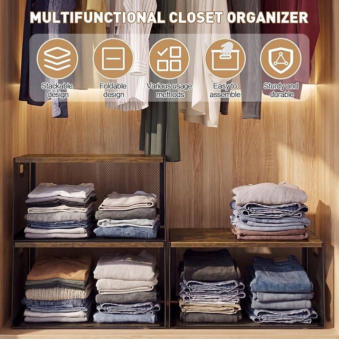 AceOrbit 3 Pcs Widened Stackable Closet Organizers and Storage - Image 3