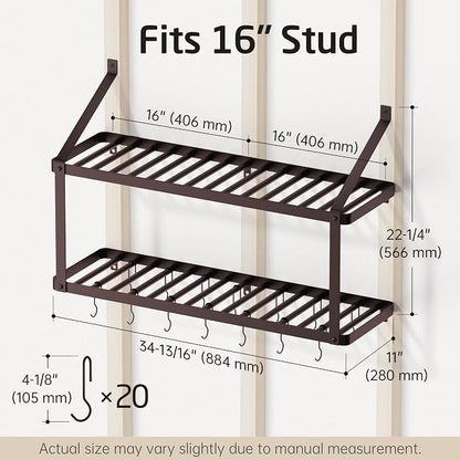 KES 150 lb High-Capacity Oil Rubbed Bronze Pot Rack Wall Mounted - Image 9