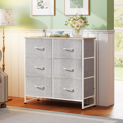 WLIVE Dresser for Bedroom with 6 Drawers, Light Grey | Closet Dresser, Metal - Image 2