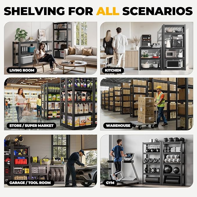 Auto Dynasty 5-Tier 72" H Garage Shelving Set of 3, Heavy Duty Metal Rack | - Image 7