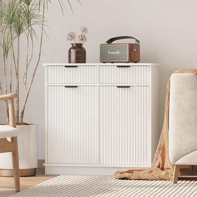 White Double Tilt Out Laundry Hamper Cabinet Laundry Basket Cabinet Hidden - Image 8