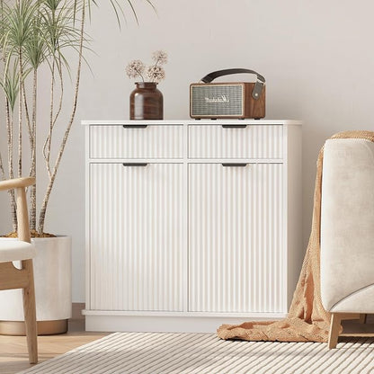 White Double Tilt Out Laundry Hamper Cabinet Laundry Basket Cabinet Hidden - Image 8