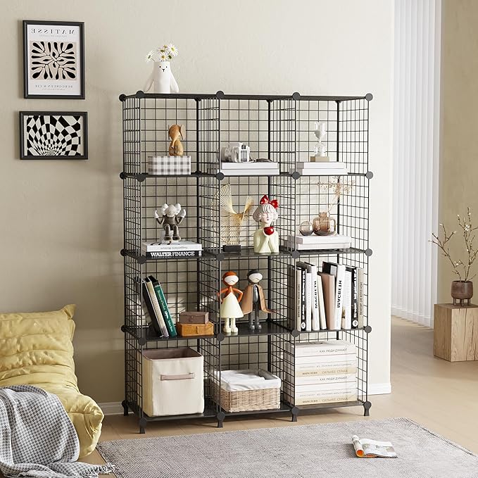 12-Cube Storage Organizer, Metal Wire Cube Shelving Unit, 11.8" L x 11.8" W x - Image 5
