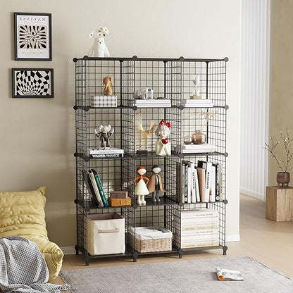12-Cube Storage Organizer, Metal Wire Cube Shelving Unit, 11.8" L x 11.8" W x - Image 5