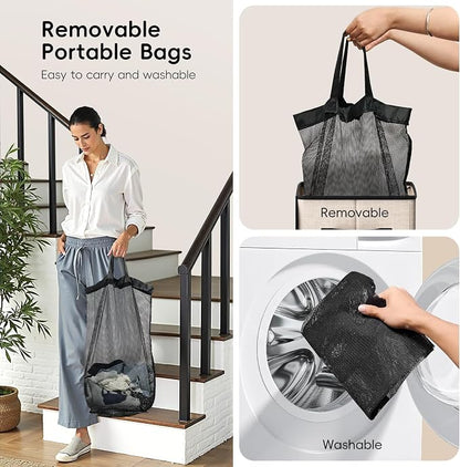 100L Laundry Hamper with Lid, Large Clothes Hampers with Removable Bag - Image 5