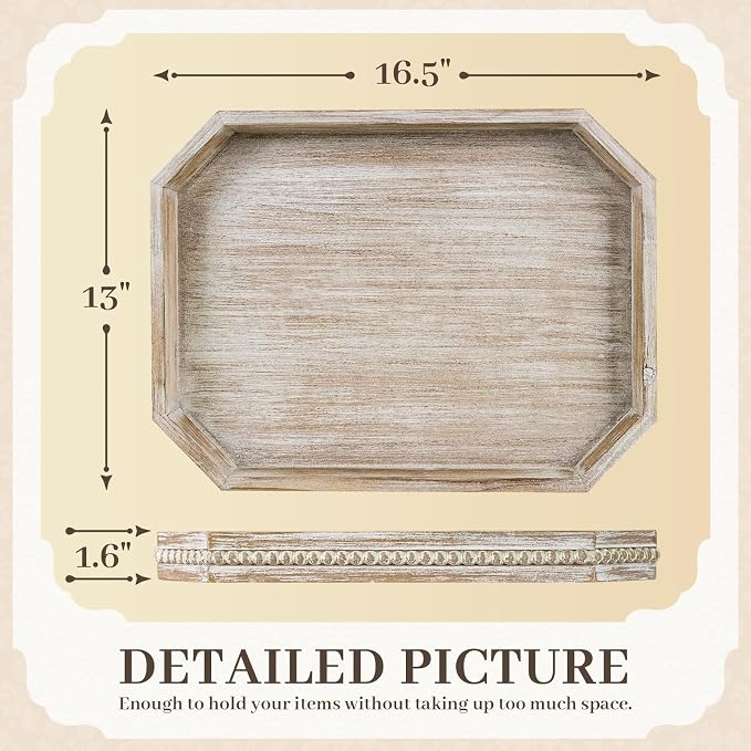 Wooden Decorative Tray, Rustic Serving Tray - Image 2