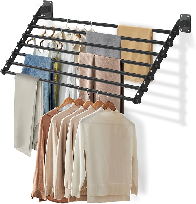 Wall Mounted Clothes Drying Rack 28 Inch – Foldable Laundry Drying Rack by Unknown
