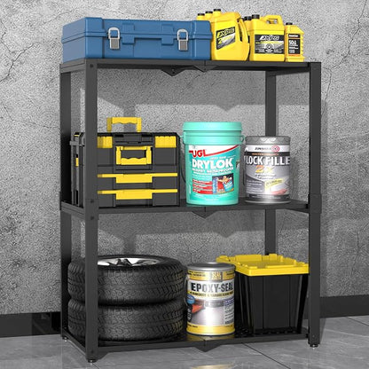 Hastatii 3-Shelf Storage Shelving Unit Metal Rack Heavy-Duty 28"x13.5"x33.5" - Image 4