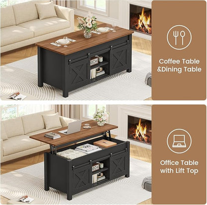 SEDETA Lift Top Coffee Table, Farmhouse Lift Tabletop Dining Table, Gas Spring - Image 7
