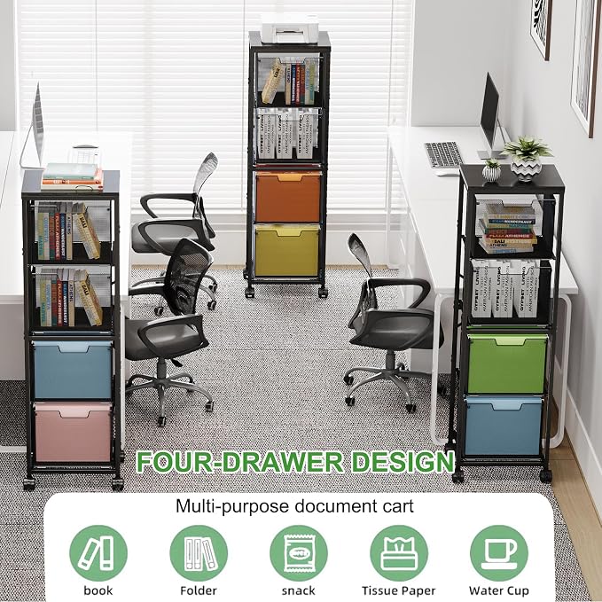 Sbanmao 4 Drawers File Cabinet, Vertical Filing Cabinets, Rolling File Cart - Image 7