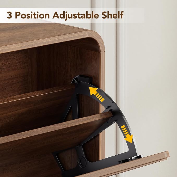 Decofy Shoe Cabinet with 2 Flip Drawers, Expanded Panel - Image 5