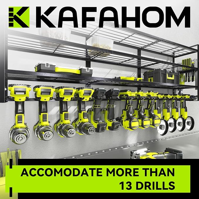 KAFAHOM Large Power Tool Organizer Wall Mount-13 Drill Holder - Image 2