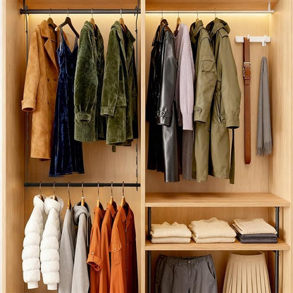Closet Lower Hanging Bar, Adjustable Width and Height Closet Hanging Organizer - Image 2
