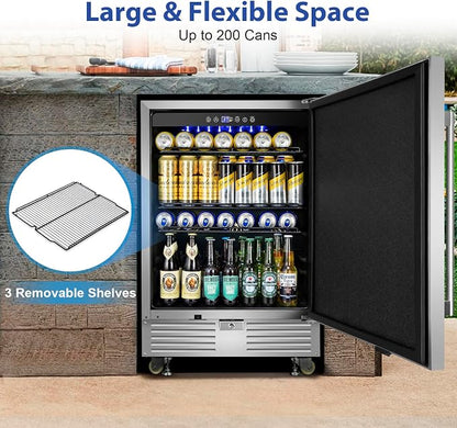 Outdoor Refrigerator 24 Inch, Undercounter Beverage Fridge - Image 5