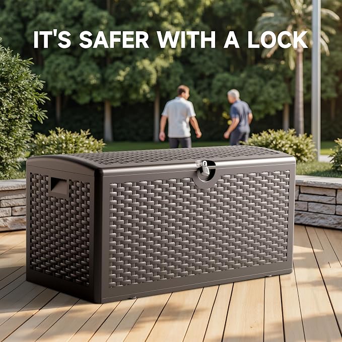 80 Gallon Deck Box, Double Layer Waterproof Resin Outdoor Indoor Storage Box - Image 5