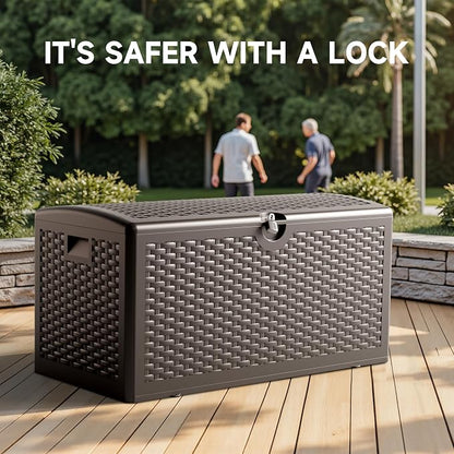 80 Gallon Deck Box, Double Layer Waterproof Resin Outdoor Indoor Storage Box - Image 5