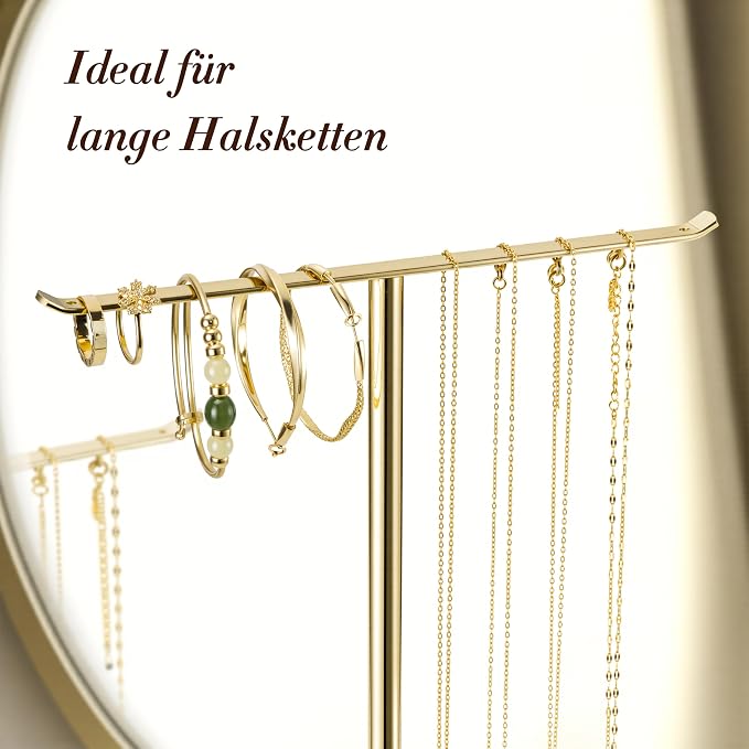Jewelry Holder Stand with Ceramic Base: 12" Tall Necklace Organizer Rack - Image 3