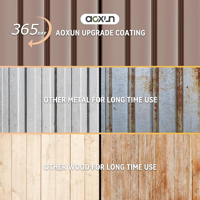 Aoxun 8x6FT Shed with Floor Galvanized Steel Outdoor Storage Shed Metal Garden - Image 4