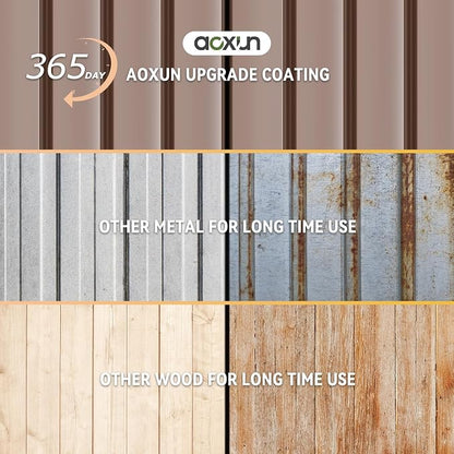 Aoxun 8x6FT Shed with Floor Galvanized Steel Outdoor Storage Shed Metal Garden - Image 4