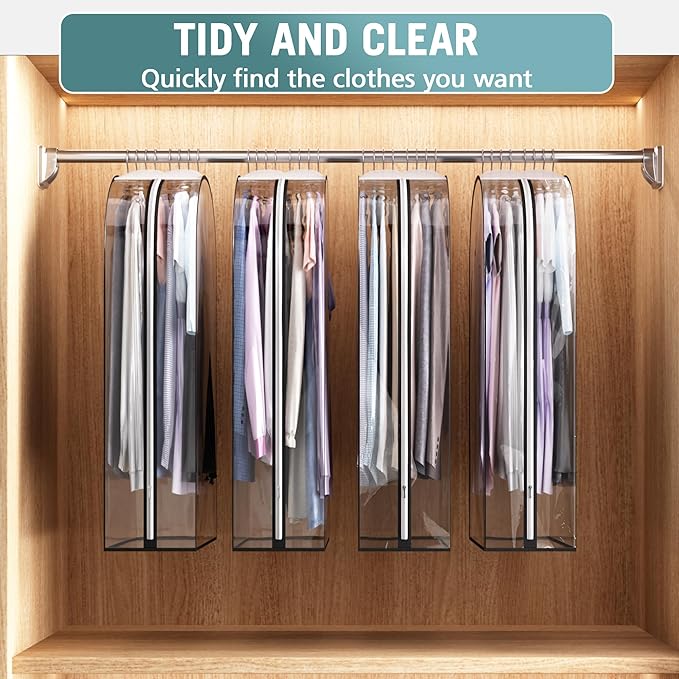 Liuoud Clear Garment Bags for Hanging Clothes 10” Gusseted, Suit Bags for - Image 6