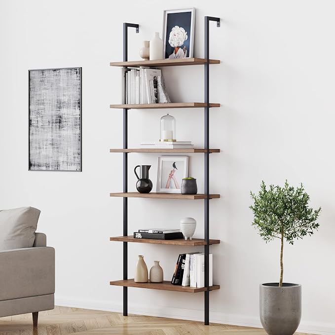 Nathan James Theo 6-Shelf Tall Bookcase, Wall Mount Bookshelf by Unknown