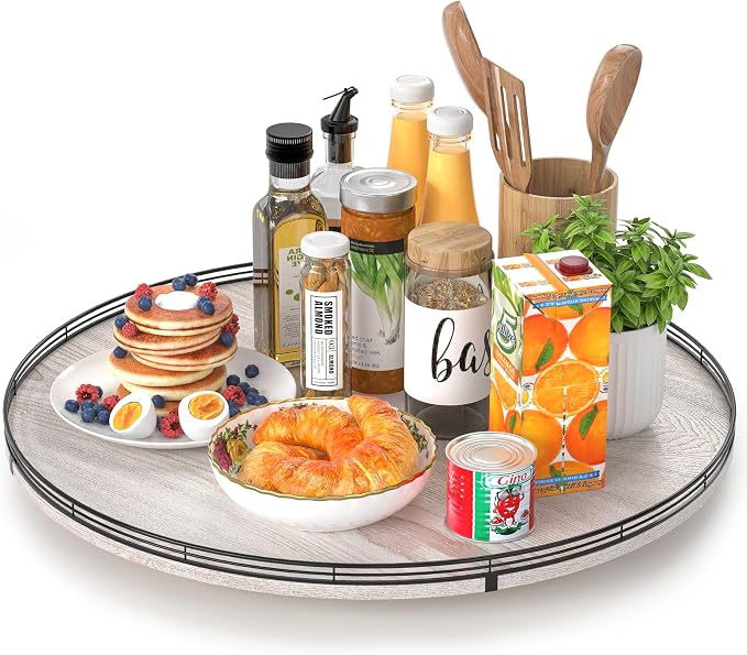 24" Lazy Susan Wood Turntable Organizer by AMH