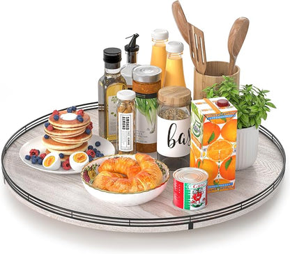 24" Lazy Susan Wood Turntable Organizer by AMH