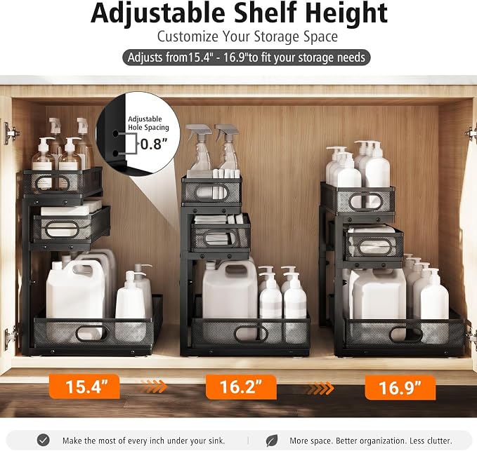 Under Sink Organizer, 3 Tier Pull Out Cabinet Organizer - Image 9