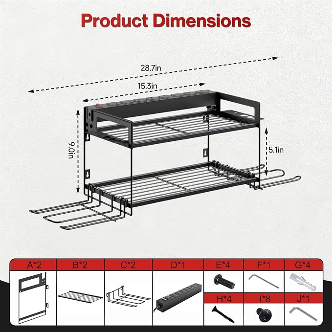 Garage Tool Organizer with Charging Station & Power Strip - Image 2