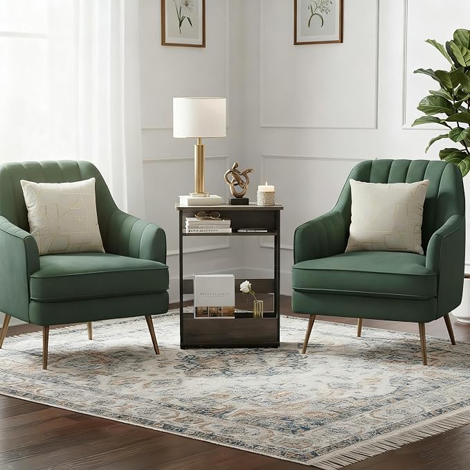 Vintage Narrow Side Table with Storage Shelf, 3 Tier Slim End Table Modern Sofa - Image 7
