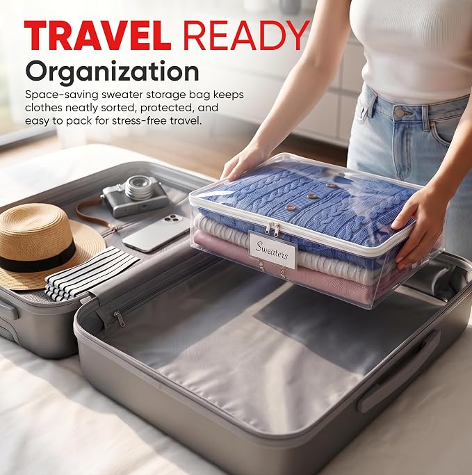 Masirs Clear Sweater Storage Bags 2-Pack – Zippered Vinyl Organizers - Image 7