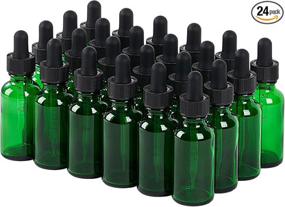 24 Pcs, 1oz Glass Dropper Bottle, Leakproof Tincture Bottles by SprayDroplet
