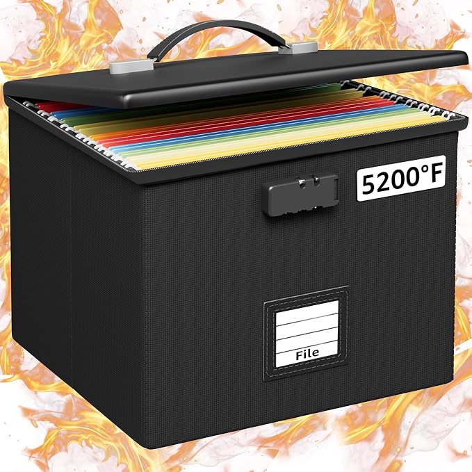 Fire Proof File Box for Documents by ROSONG