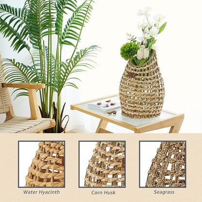 Woven Front Door Basket Water Hyacinth Wall Hanging Basket Decorative Boho - Image 4