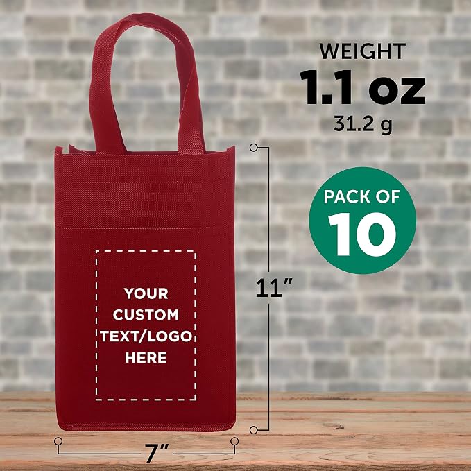 DISCOUNT PROMOS Non-Woven Vineyard Two Bottle Wine Bags - Image 5