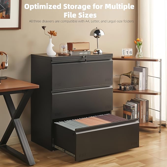 Metal File Cabinet with Lock, 3 Drawer Lateral File Cabinets - Image 6